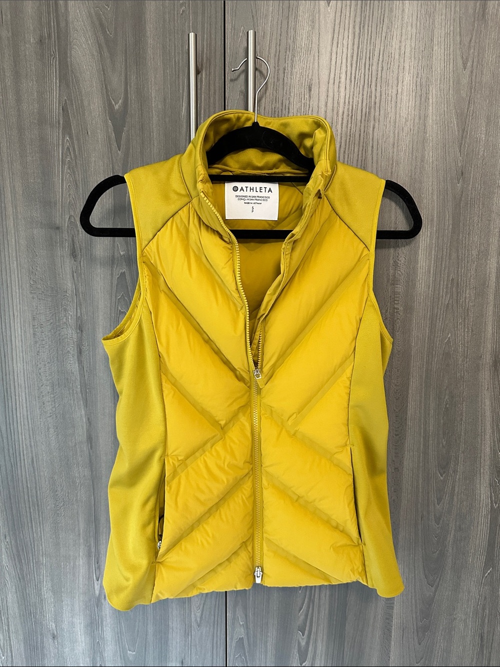 Athleta Yellow Quilted Insulated Vest with Stretch Sides